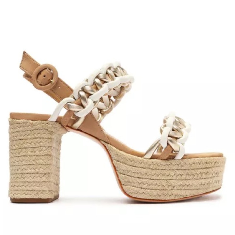 Schutz Juliet Platform Suede and Leather Sandals